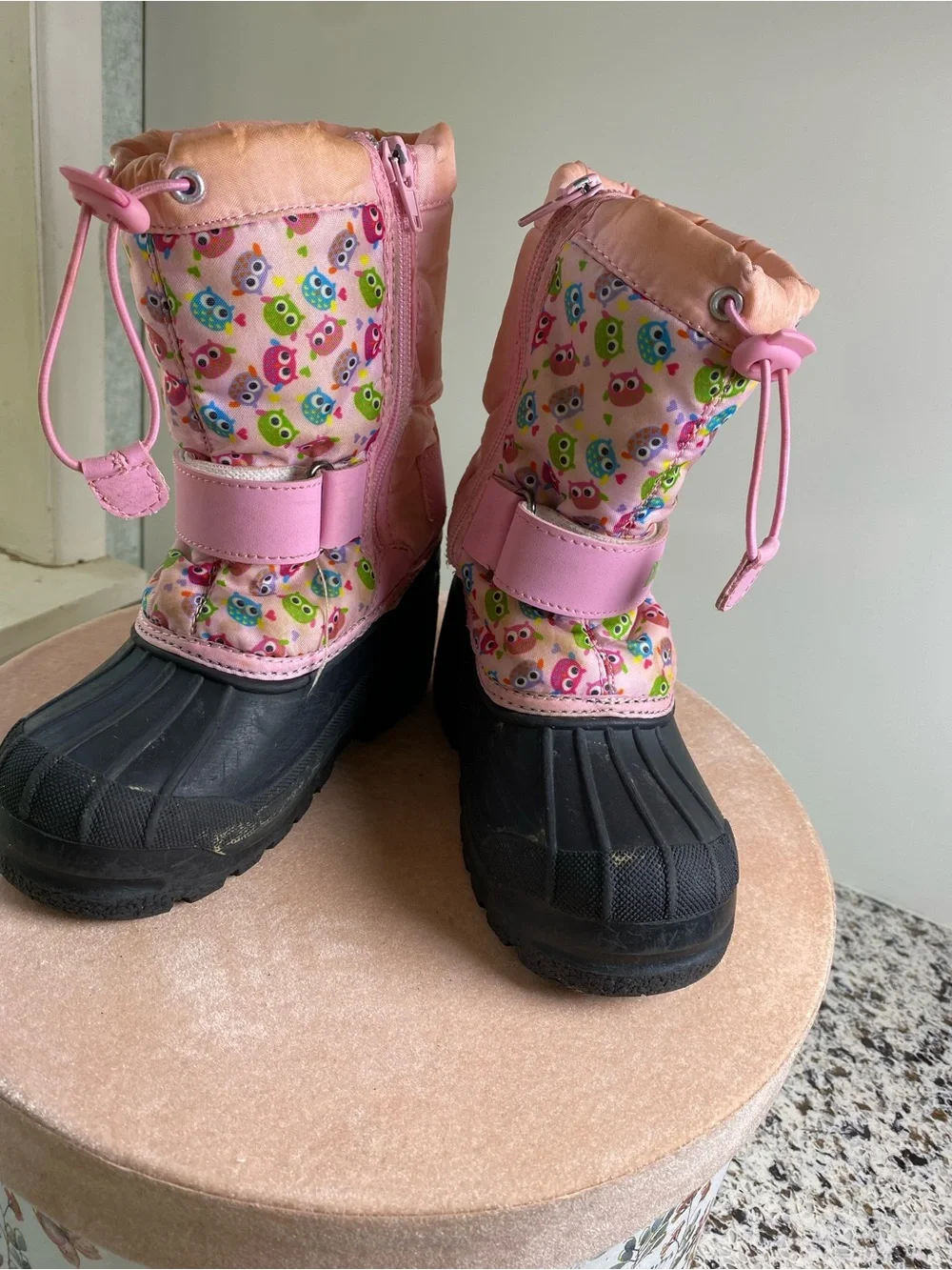 KAMIK Dream Pairs Insulated Winter Snow Boots Pink Owls 10